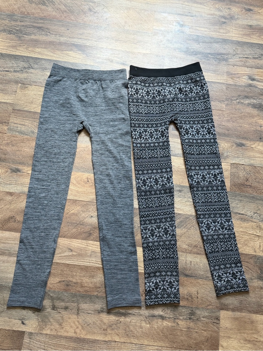 Women’s Gray and Black Patterned Thermal Leggings - Pack of 2